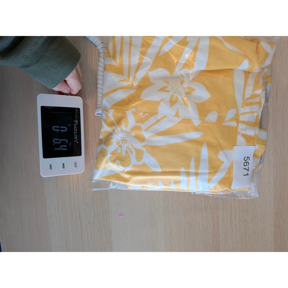 Chicos Midi Skirt Womens Medium Yellow Floral Tropical Cotton Ruffle Vacation - Picture 8 of 8